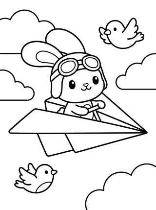 Conejito en el Avión para colorir Desenho de Conejito en el Avión para colorir e imprimir grátis