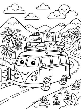 Kombi Tierna en la Carretera para colorir Desenho de Kombi Tierna en la Carretera para colorir e imprimir grátis