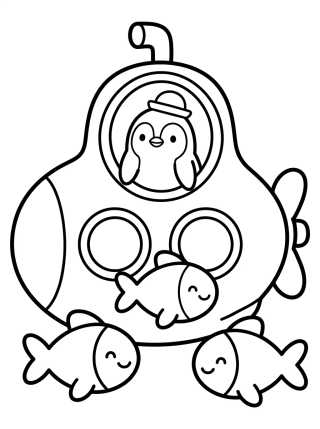 Pingüino Explorador en Submarino para colorir Desenho de Pingüino Explorador en Submarino para colorir e imprimir grátis