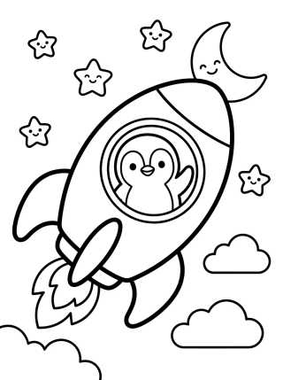 Pingüino en Viaje Espacial para colorir Desenho de Pingüino en Viaje Espacial para colorir e imprimir grátis