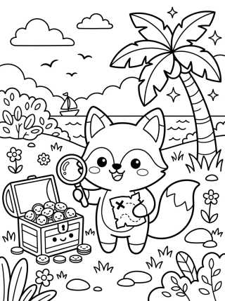Zorrito en el Mapa del Tesoro para colorir Desenho de Zorrito en el Mapa del Tesoro para colorir e imprimir grátis