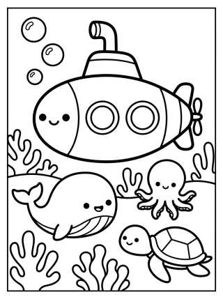 Submarino Amigo en el Fondo del Mar para colorir Desenho de Submarino Amigo en el Fondo del Mar para colorir e imprimir grátis