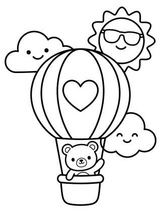 Osito en Globo Aerostático para colorir Desenho de Osito en Globo Aerostático para colorir e imprimir grátis
