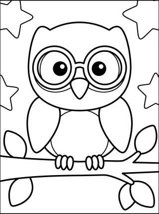 Búho Tierno con Gafas para colorir Desenho de Búho Tierno con Gafas para colorir e imprimir grátis
