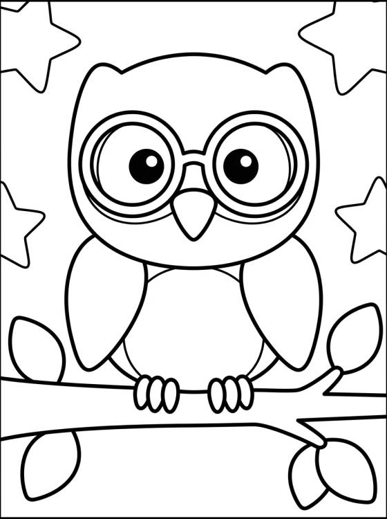 Búho Tierno con Gafas para colorir Desenho de Búho Tierno con Gafas para colorir e imprimir grátis