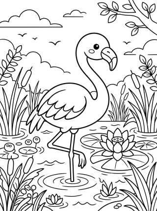 Flamenco Amistoso en el Agua para colorir Desenho de Flamenco Amistoso en el Agua para colorir e imprimir grátis