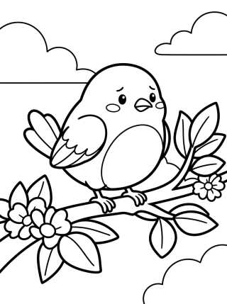 Pajarito Cauteloso en la Rama para colorir Desenho de Pajarito Cauteloso en la Rama para colorir e imprimir grátis