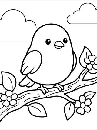Pajarito Tierno en la Rama para colorir Desenho de Pajarito Tierno en la Rama para colorir e imprimir grátis