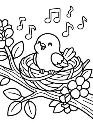 Pajarito en el Nido para colorir Desenho de Pajarito en el Nido para colorir e imprimir grátis