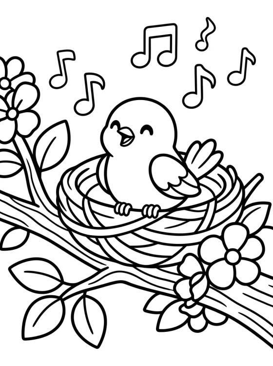 Pajarito en el Nido para colorir Desenho de Pajarito en el Nido para colorir e imprimir grátis
