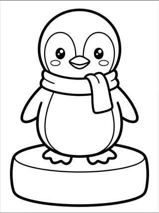 Pingüino Bebé con Bufanda para colorir Desenho de Pingüino Bebé con Bufanda para colorir e imprimir grátis