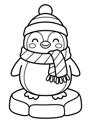 Pingüino con Bufanda para colorir Desenho de Pingüino con Bufanda para colorir e imprimir grátis