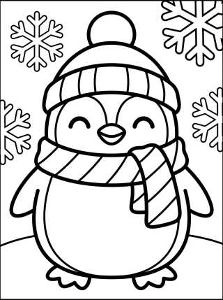 Pingüino con Bufanda para colorir Desenho de Pingüino con Bufanda para colorir e imprimir grátis