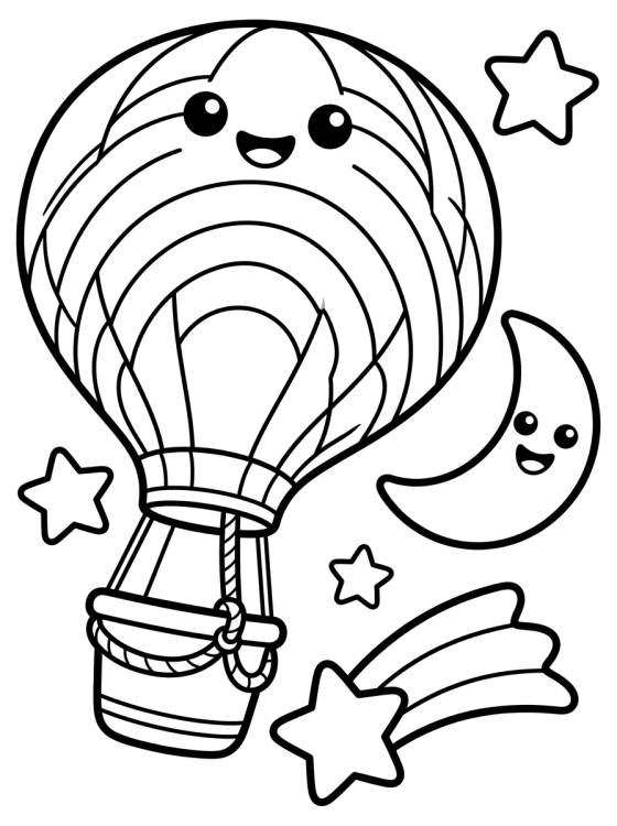 Globo Arcoíris en el Cielo Estrellado para colorir Desenho de Globo Arcoíris en el Cielo Estrellado para colorir e imprimir grátis