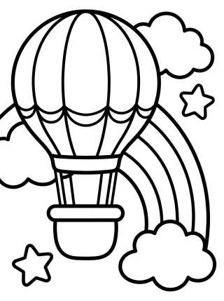 Globo con Arcoíris y Estrellas para colorir Desenho de Globo con Arcoíris y Estrellas para colorir e imprimir grátis