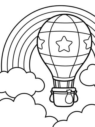 Globo Aerostático con Arcoíris para colorir Desenho de Globo Aerostático con Arcoíris para colorir e imprimir grátis
