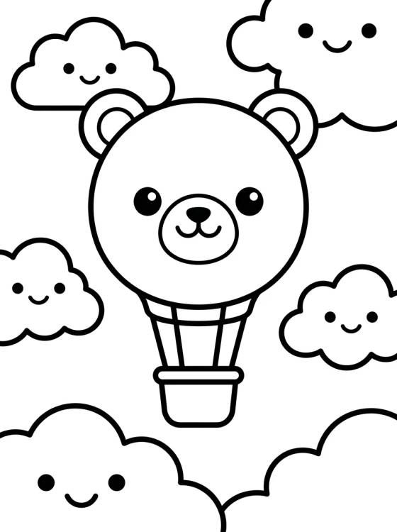 Globo de Osito entre Nubes para colorir Desenho de Globo de Osito entre Nubes para colorir e imprimir grátis
