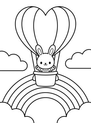 Conejito con Globo de Corazón para colorir Desenho de Conejito con Globo de Corazón para colorir e imprimir grátis