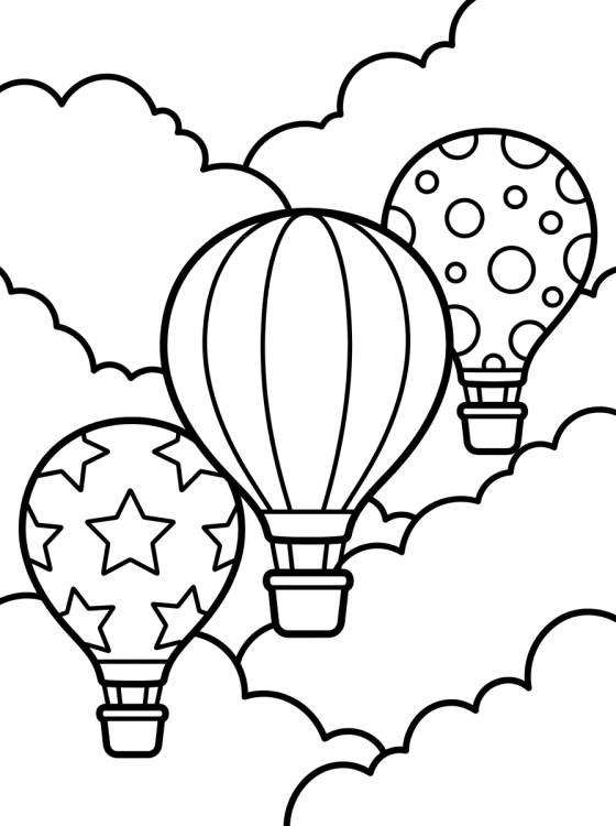 Festival de Globos Aerostáticos en las Nubes para colorir Desenho de Festival de Globos Aerostáticos en las Nubes para colorir e imprimir grátis