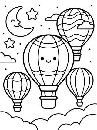 Festival de globos en el cielo estrellado para colorir Desenho de Festival de globos en el cielo estrellado para colorir e imprimir grátis