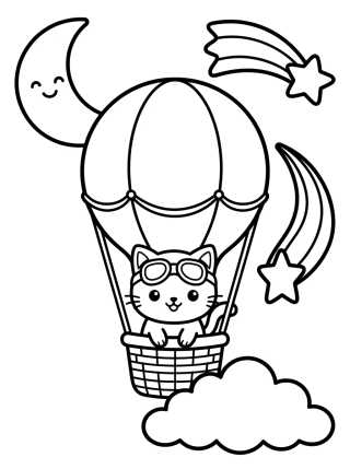Gatito Aventurero en el Cielo Estrellado para colorir Desenho de Gatito Aventurero en el Cielo Estrellado para colorir e imprimir grátis