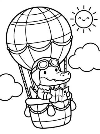 Gatito Aviador en el Globo para colorir Desenho de Gatito Aviador en el Globo para colorir e imprimir grátis