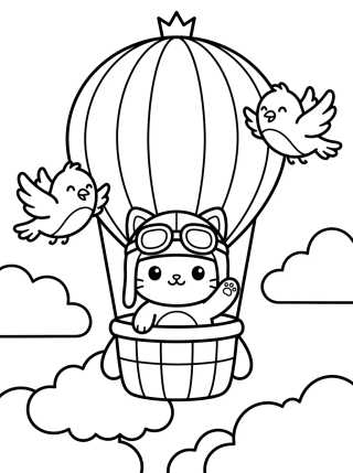 Gatito Aviador en Globo para colorir Desenho de Gatito Aviador en Globo para colorir e imprimir grátis