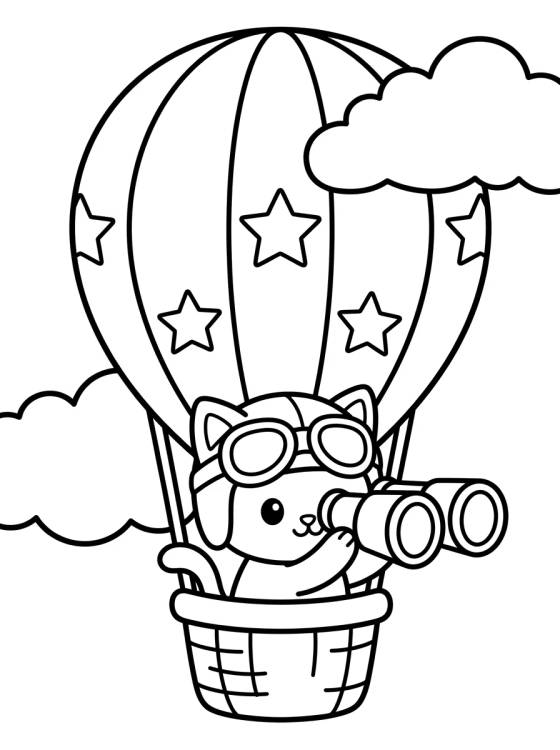 Gatito Aviador en Globo para colorir Desenho de Gatito Aviador en Globo para colorir e imprimir grátis