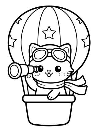 Gatito Aviador en Globo para colorir Desenho de Gatito Aviador en Globo para colorir e imprimir grátis