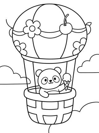 Pandita Viajero en Globo para colorir Desenho de Pandita Viajero en Globo para colorir e imprimir grátis