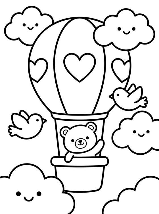 Osito en Globo Aerostático para colorir Desenho de Osito en Globo Aerostático para colorir e imprimir grátis
