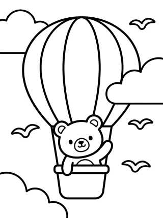 Osito en Globo Aerostático en el Cielo para colorir Desenho de Osito en Globo Aerostático en el Cielo para colorir e imprimir grátis