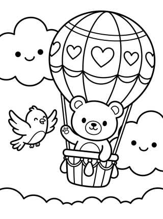 Osito en el Globo entre Nubes para colorir Desenho de Osito en el Globo entre Nubes para colorir e imprimir grátis