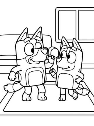 Bandit e Chilli Bailando para colorir Desenho de Bandit e Chilli Bailando para colorir e imprimir grátis