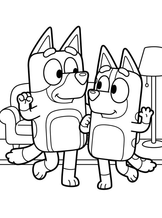 Bandit y Chilli Bailando para colorir Desenho de Bandit y Chilli Bailando para colorir e imprimir grátis