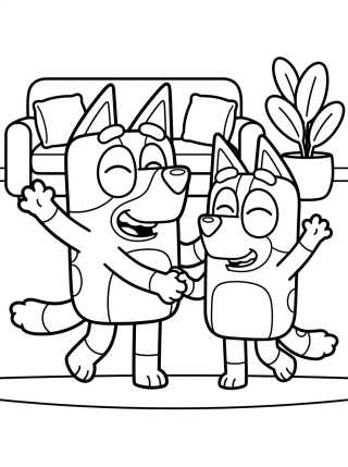 Bandit y Chilli Bailando para colorir Desenho de Bandit y Chilli Bailando para colorir e imprimir grátis