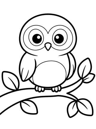 Búho Bebé en la Rama para colorir Desenho de Búho Bebé en la Rama para colorir e imprimir grátis