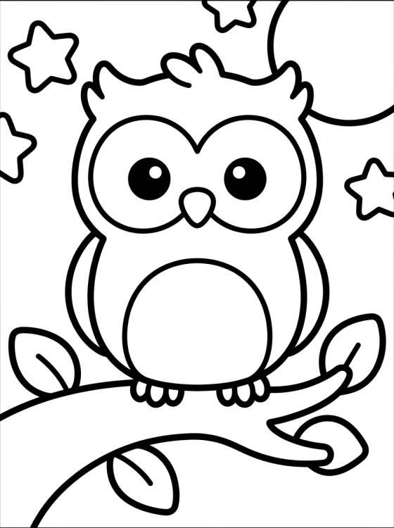 Búho Bebé en la Rama para colorir Desenho de Búho Bebé en la Rama para colorir e imprimir grátis