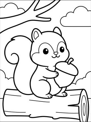 Ardilla Tierna con Nuez para colorir Desenho de Ardilla Tierna con Nuez para colorir e imprimir grátis