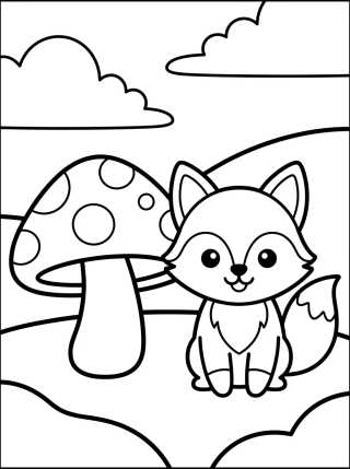 Zorrito Lindo con Hongo para colorir Desenho de Zorrito Lindo con Hongo para colorir e imprimir grátis