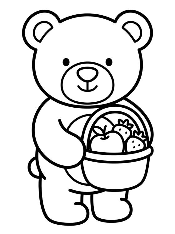 Osito con Canasta de Frutas para colorir Desenho de Osito con Canasta de Frutas para colorir e imprimir grátis