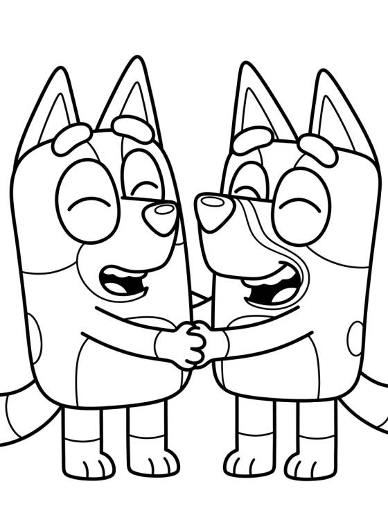 Bingo y Bluey Jugando para colorir Desenho de Bingo y Bluey Jugando para colorir e imprimir grátis