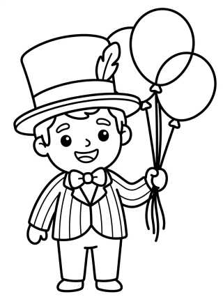 Bita con Chistera y Globos para colorir Desenho de Bita con Chistera y Globos para colorir e imprimir grátis