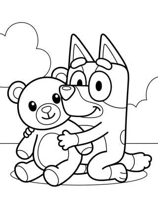 Bluey Jugando con su Osito para colorir Desenho de Bluey Jugando con su Osito para colorir e imprimir grátis