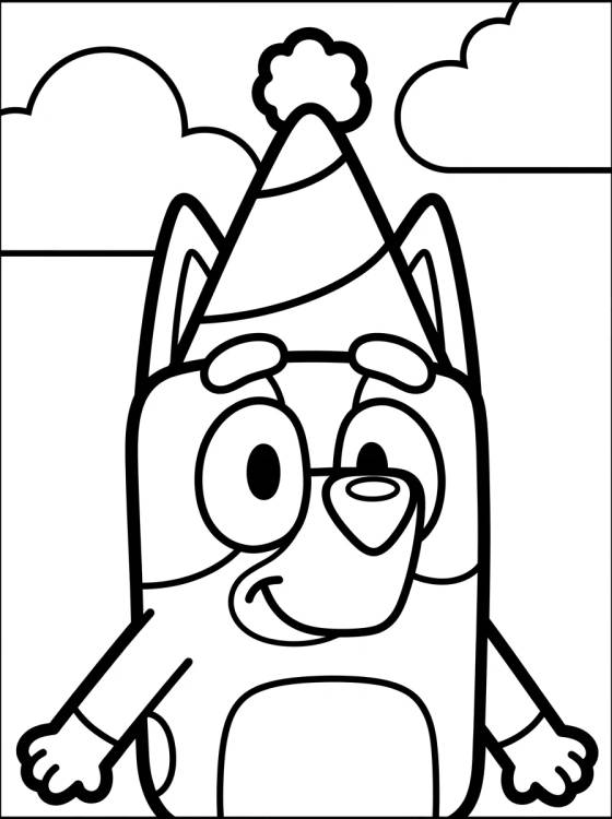 Bluey con Sombrero Divertido para colorir Desenho de Bluey con Sombrero Divertido para colorir e imprimir grátis