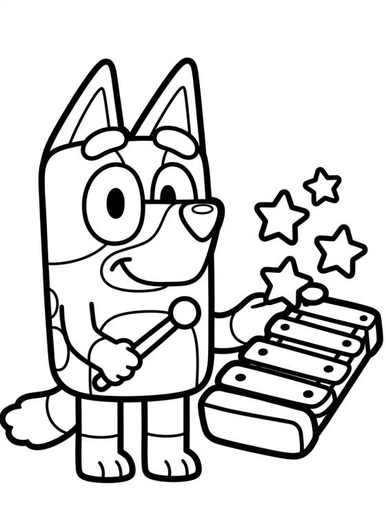 Bluey con Xilófono Mágico para colorir Desenho de Bluey con Xilófono Mágico para colorir e imprimir grátis