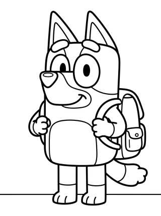 Bluey con Mochila Escolar para colorir Desenho de Bluey con Mochila Escolar para colorir e imprimir grátis