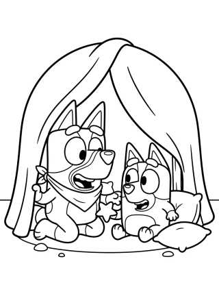 Bluey y Bingo Jugando para colorir Desenho de Bluey y Bingo Jugando para colorir e imprimir grátis