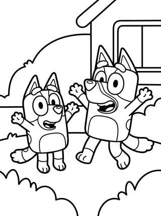 Bluey y Bingo Jugando Juntas para colorir Desenho de Bluey y Bingo Jugando Juntas para colorir e imprimir grátis