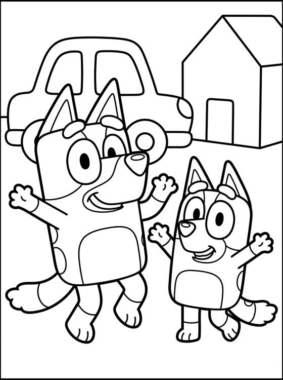 Bluey y Bingo Jugando Juntas para colorir Desenho de Bluey y Bingo Jugando Juntas para colorir e imprimir grátis